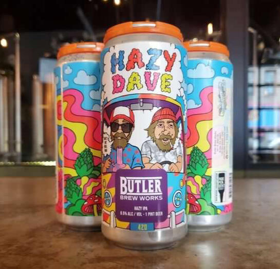 Hazy Ipa, beer label design for "Buttler Brew Works".
